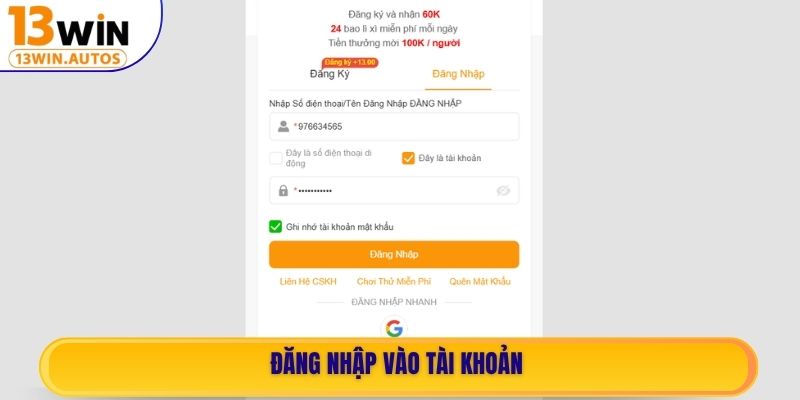 Đăng nhập vào tài khoản